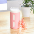 acrylic cup Travel glass water bottle  with straw reusable Acrylic cup Modern water bottle glass with silicon sleeve
